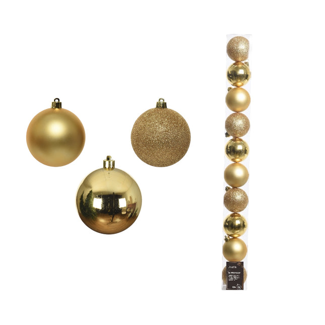 Decoris - Christbaumkugeln Bruchfest 6cm Gold-Mix 10 Stück