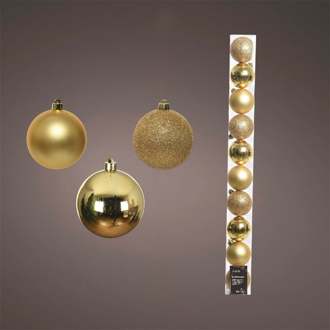 Decoris - Christbaumkugeln Bruchfest 6cm Gold-Mix 10 Stück
