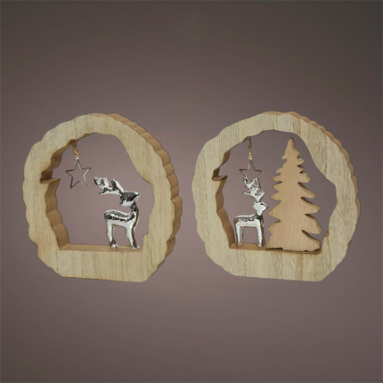 Boltze - Holz Ornament "Chrissy" mit Rentier 14,5cm ver. Varianten