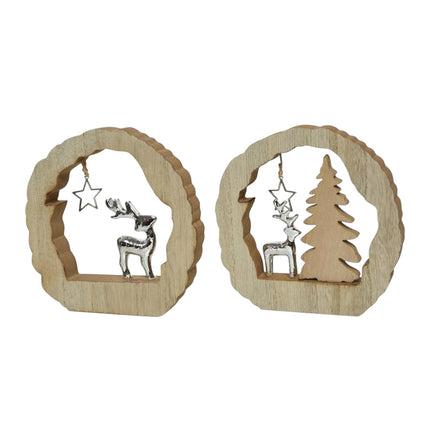 Boltze - Holz Ornament "Chrissy" mit Rentier 14,5cm ver. Varianten