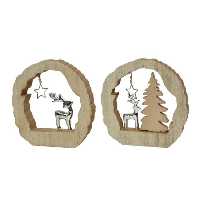 Boltze - Holz Ornament "Chrissy" mit Rentier 14,5cm ver. Varianten