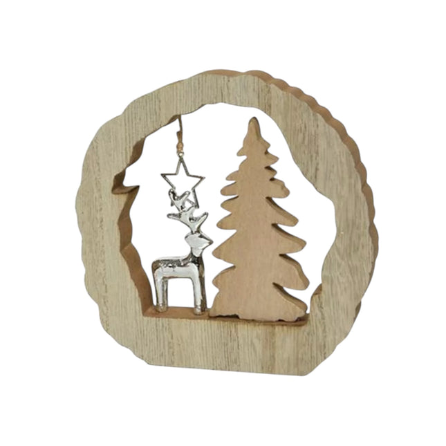 Boltze - Holz Ornament "Chrissy" mit Rentier 14,5cm ver. Varianten