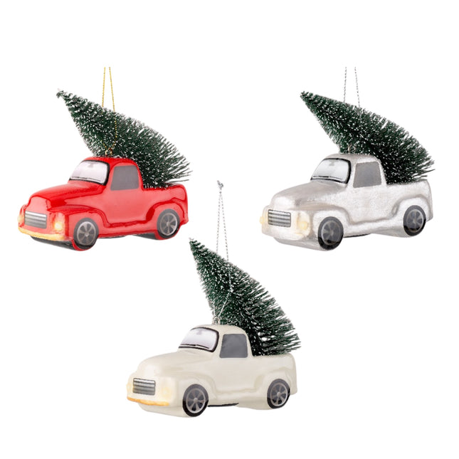 Decoris - Ornament Hänger Weihnachtsauto LED 11,5cm ver. Varianten