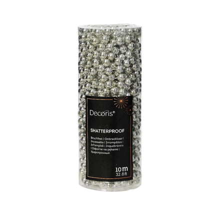 Decoris - Perlenkette Christbaum 10m Silber Bruchfest