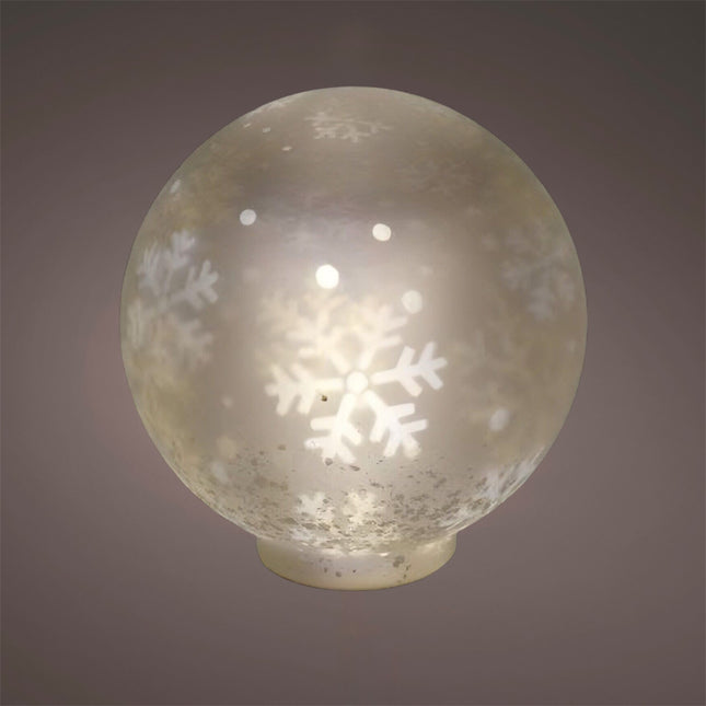 DekoSturm - LED Glaskugel mit Schneeflocken-Animation
