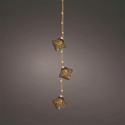 Lumineo - LED Lichterkette "Ornament" braun/gold