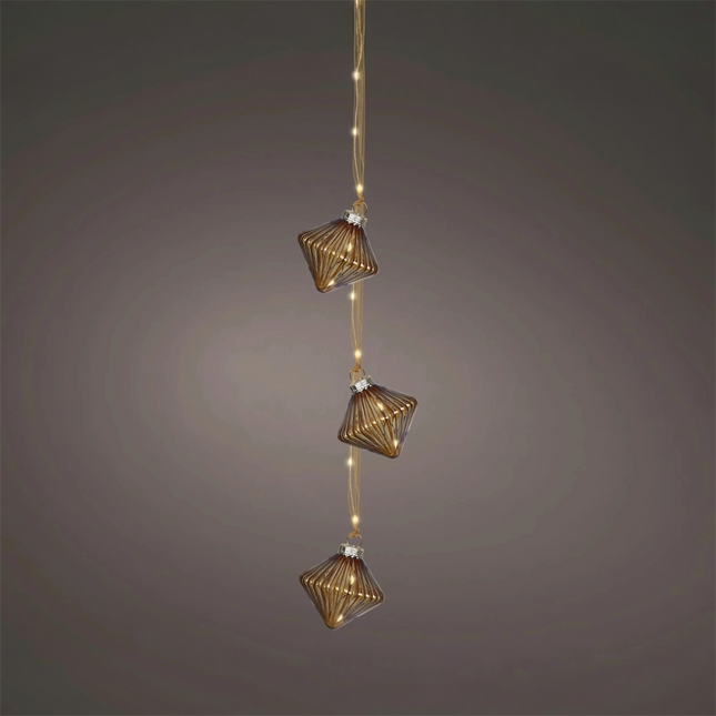Lumineo - LED Lichterkette "Ornament" braun/gold