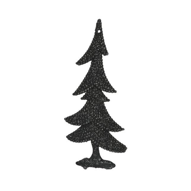Decoris - Christbaum Ornament Baum / Stern Glitzer 10,5cm schwarz