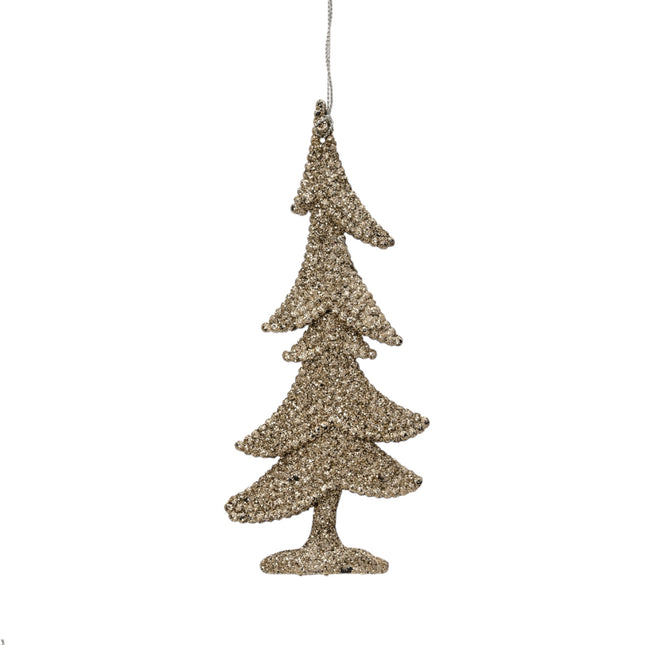 Decoris - Christbaum Ornament Baum / Stern Glitzer 10,5cm Gold