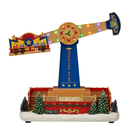 Koopman - LED beleuchtetes Weihnachtsdorf Star Chaser Karussell mit Musik und Bewegung 48,5cm