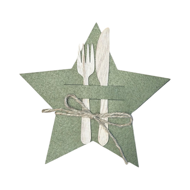 Goldbach - Bestecktasche "Stern" Grün Filz 4er Set 20cm
