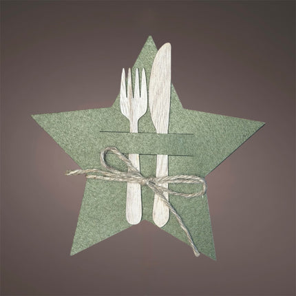 Goldbach - Bestecktasche "Stern" Grün Filz 4er Set 20cm