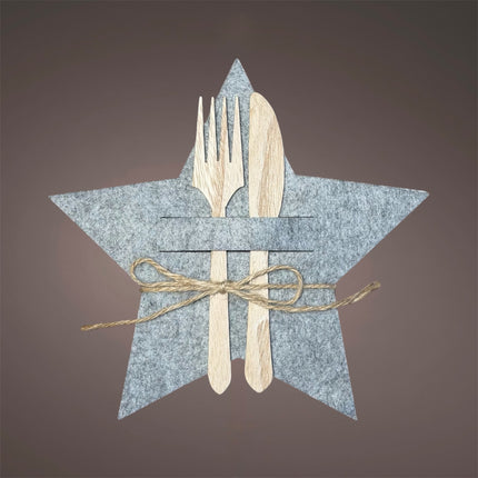 Goldbach - Bestecktasche "Stern" Grau Filz 4er Set 20cm