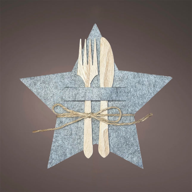 Goldbach - Bestecktasche "Stern" Grau Filz 4er Set 20cm