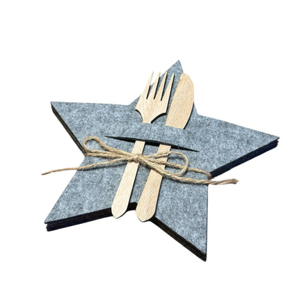 Goldbach - Bestecktasche "Stern" Grau Filz 4er Set 20cm