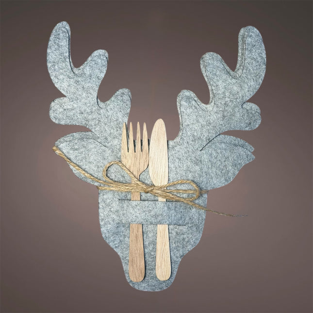 Goldbach - Bestecktasche "Hirsch" Grau Filz 4er Set 24cm