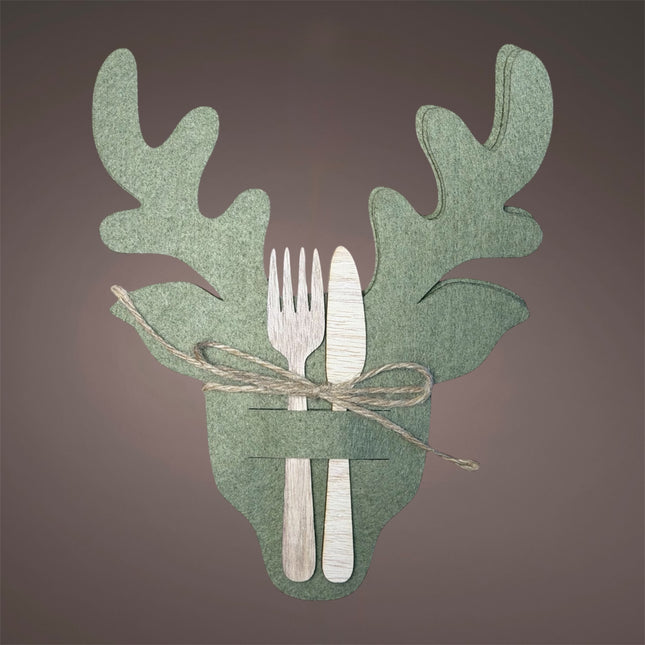 Goldbach - Bestecktasche "Hirsch" Grün Filz 4er Set 24cm