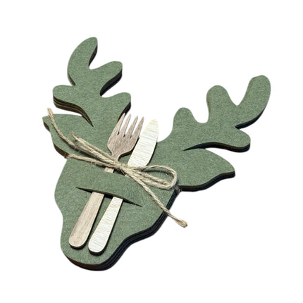 Goldbach - Bestecktasche "Hirsch" Grün Filz 4er Set 24cm