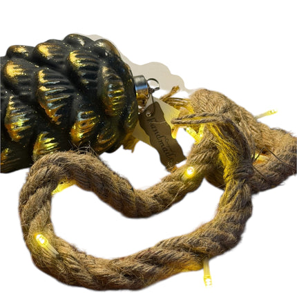 Goldbach - Beleuchteter LED Glaszapfen mit Jute-Kordel Batteriebetrieb 115cm Timer