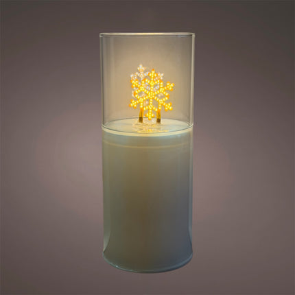 Goldbach - LED Kerze aus Glas "Schneeflocke" 17cm