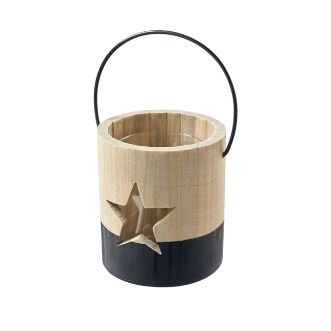 Florissima - Windlicht Holz "Stern" 11x12,5cm schwarz/braun