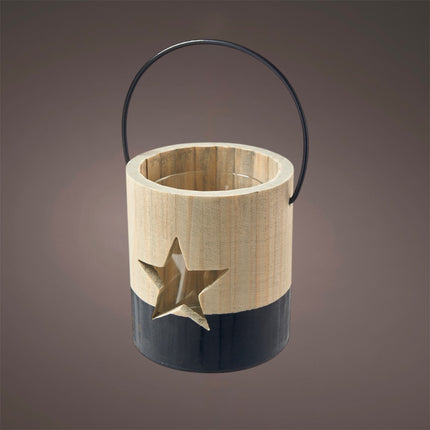 Florissima - Windlicht Holz "Stern" 11x12,5cm schwarz/braun