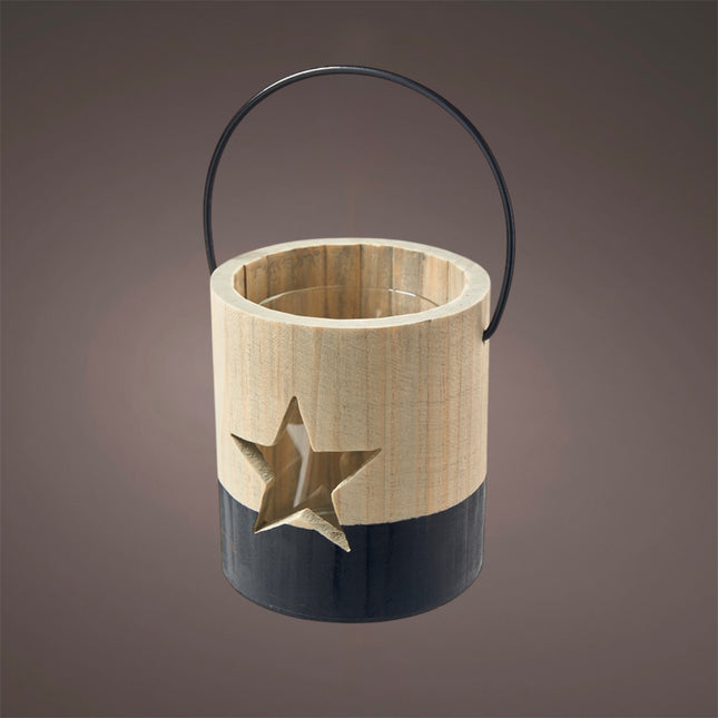 Florissima - Windlicht Holz "Stern" 11x12,5cm schwarz/braun