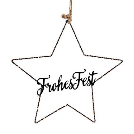 Florissima - LED Stern "Frohes Fest" Metall 20cm Batteriebetrieb
