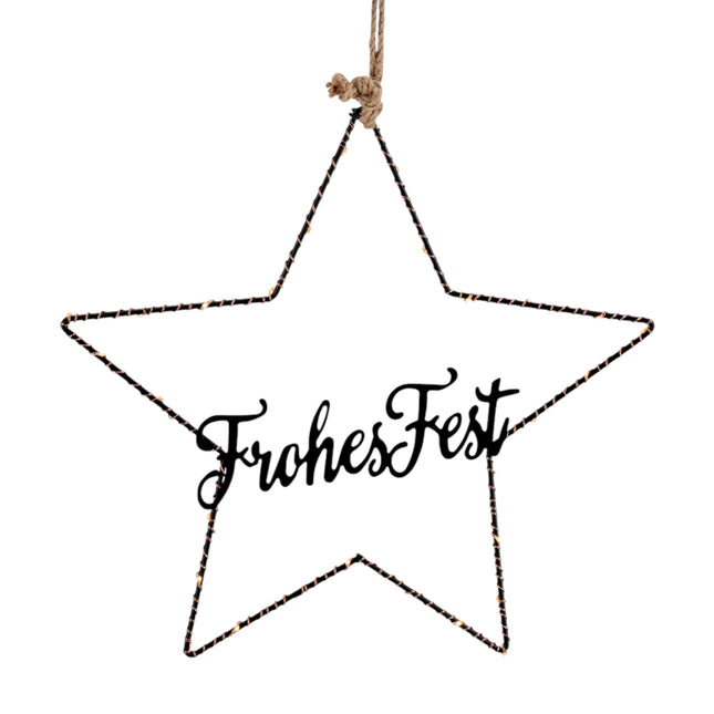 Florissima - LED Stern "Frohes Fest" Metall 20cm Batteriebetrieb