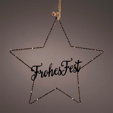 Florissima - LED Stern "Frohes Fest" Metall 20cm Batteriebetrieb