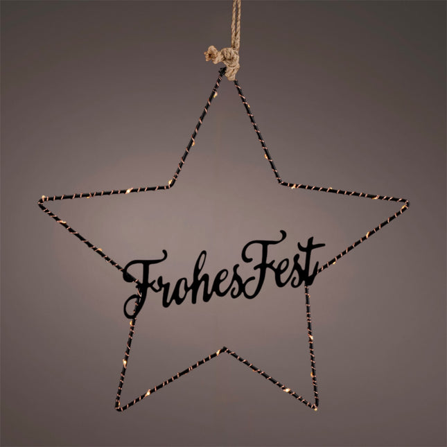 Florissima - LED Stern "Frohes Fest" Metall 20cm Batteriebetrieb