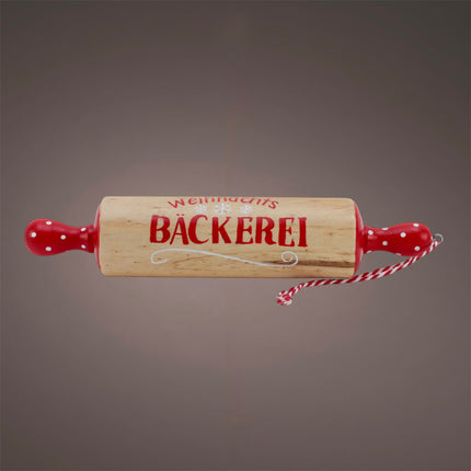 Florissima - Nudelholz "Weihnachtsbäckerei" 34x4cm rot