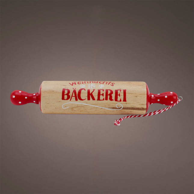 Florissima - Nudelholz "Weihnachtsbäckerei" 34x4cm rot