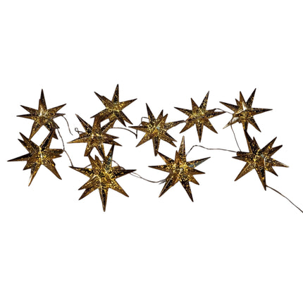 Anna's Collection - LED 3D Sterne Lichterkette Timer Trafo 1,5m gold
