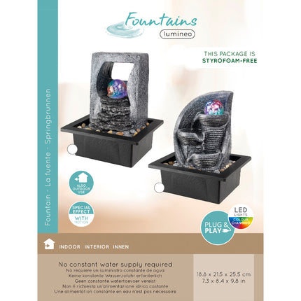 Lumineo - Zimmerbrunnen LED mit Glaskugel