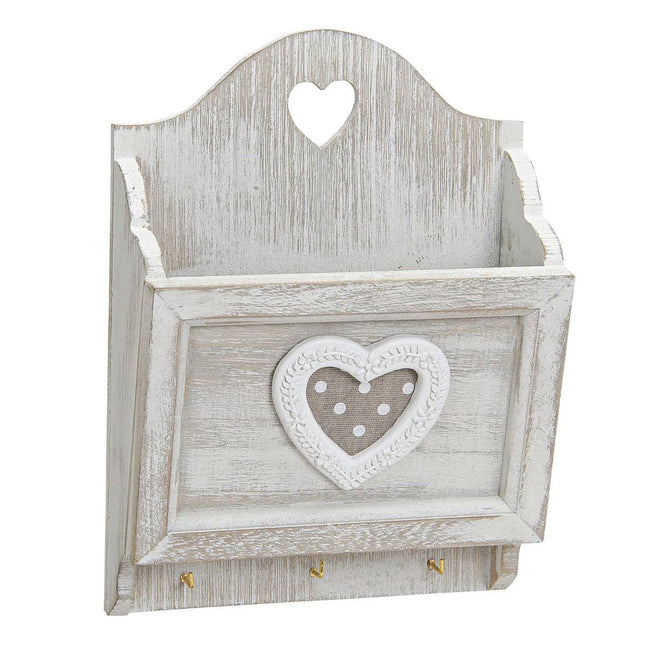 Briefablage Antik mit 3 Haken, weiß (B/H/T) 17x24x6cm