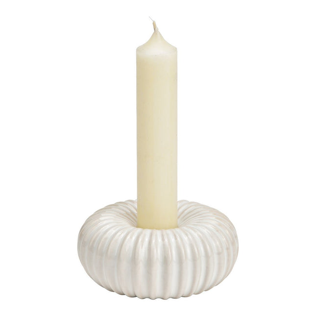 Kerzenhalter aus Porzellan weiß (B/H/T) 9x4x9cm