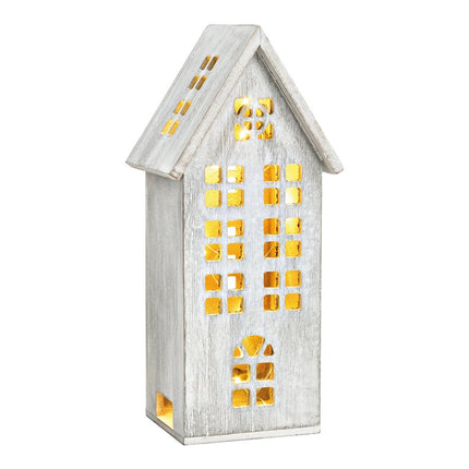 Lichthaus aus Holz LED, Grau (B/H/T) 14x31x12cm