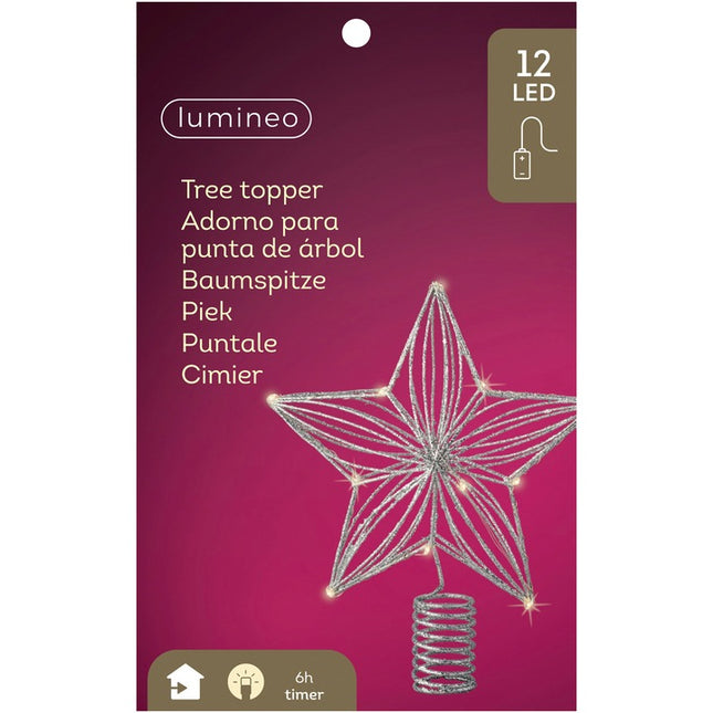 Lumineo - LED Baumspitze "Stern" silber 12 LED 25cm